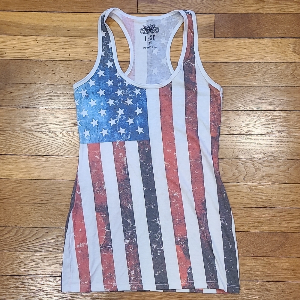 Women's American Flag Racer Back Tank Top